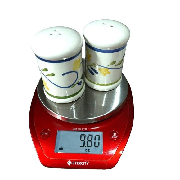 Vintage Ceramic Salt and Pepper Shakers White Glass Floral Blue Orange Green 4" - Picture 9 of 9